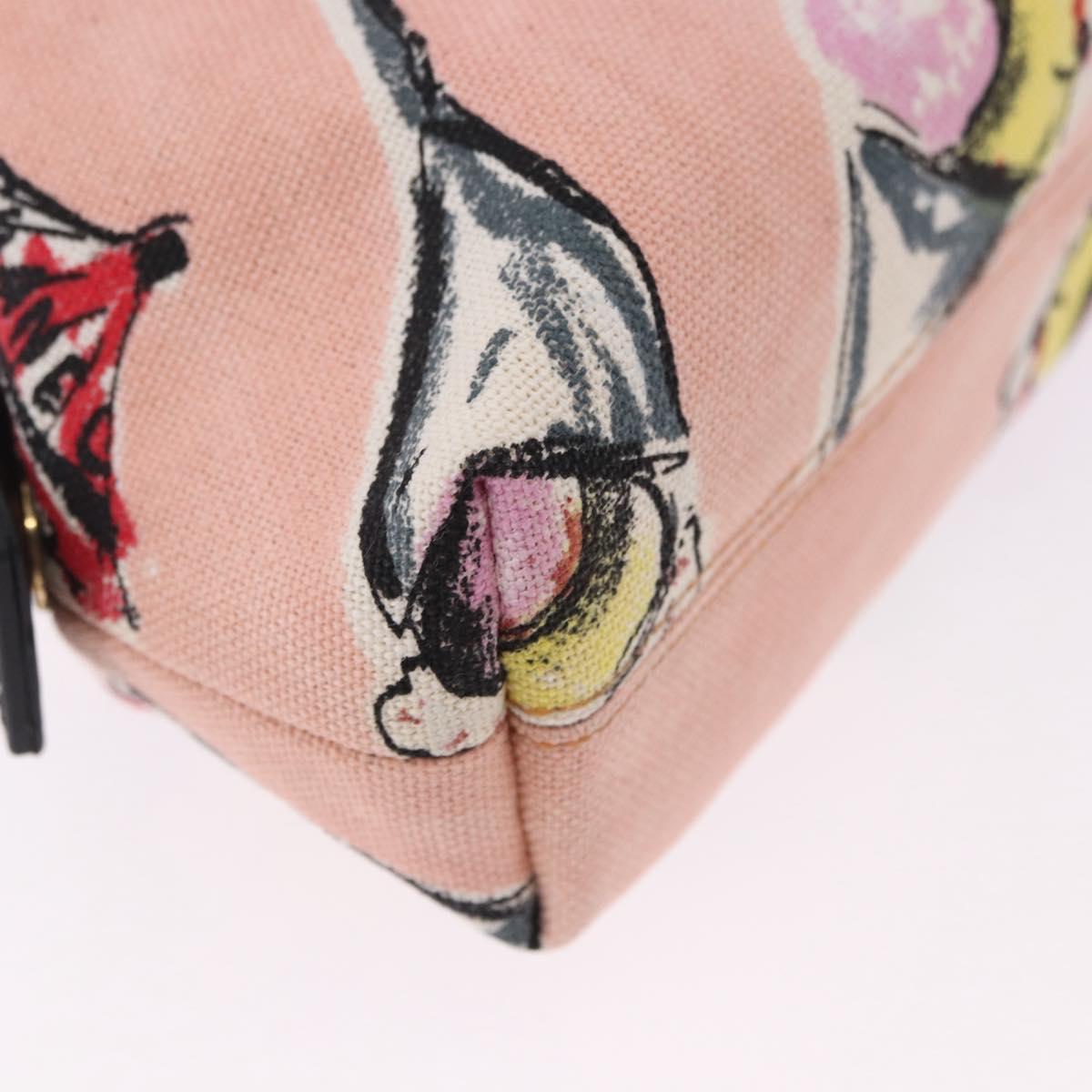 CHANEL Pouch Canvas Pink Gold CC Auth 192100A