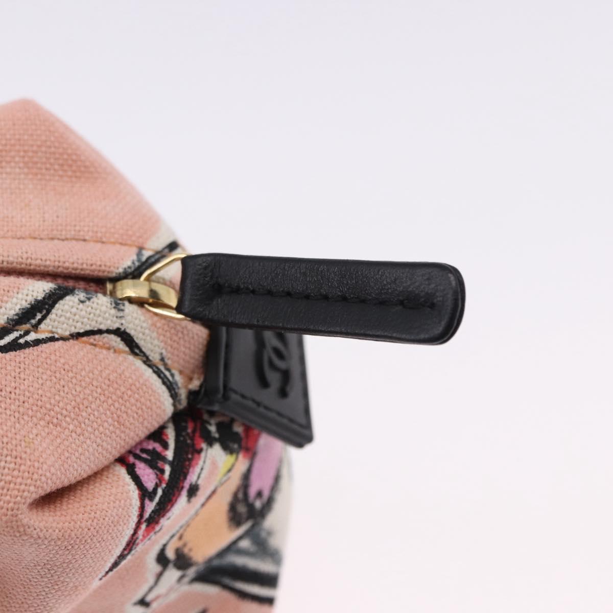 CHANEL Pouch Canvas Pink Gold CC Auth 192100A