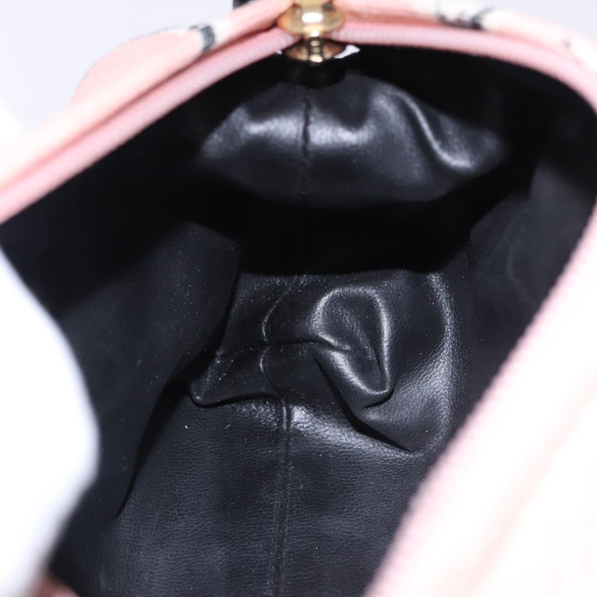 CHANEL Pouch Canvas Pink Gold CC Auth 192100A