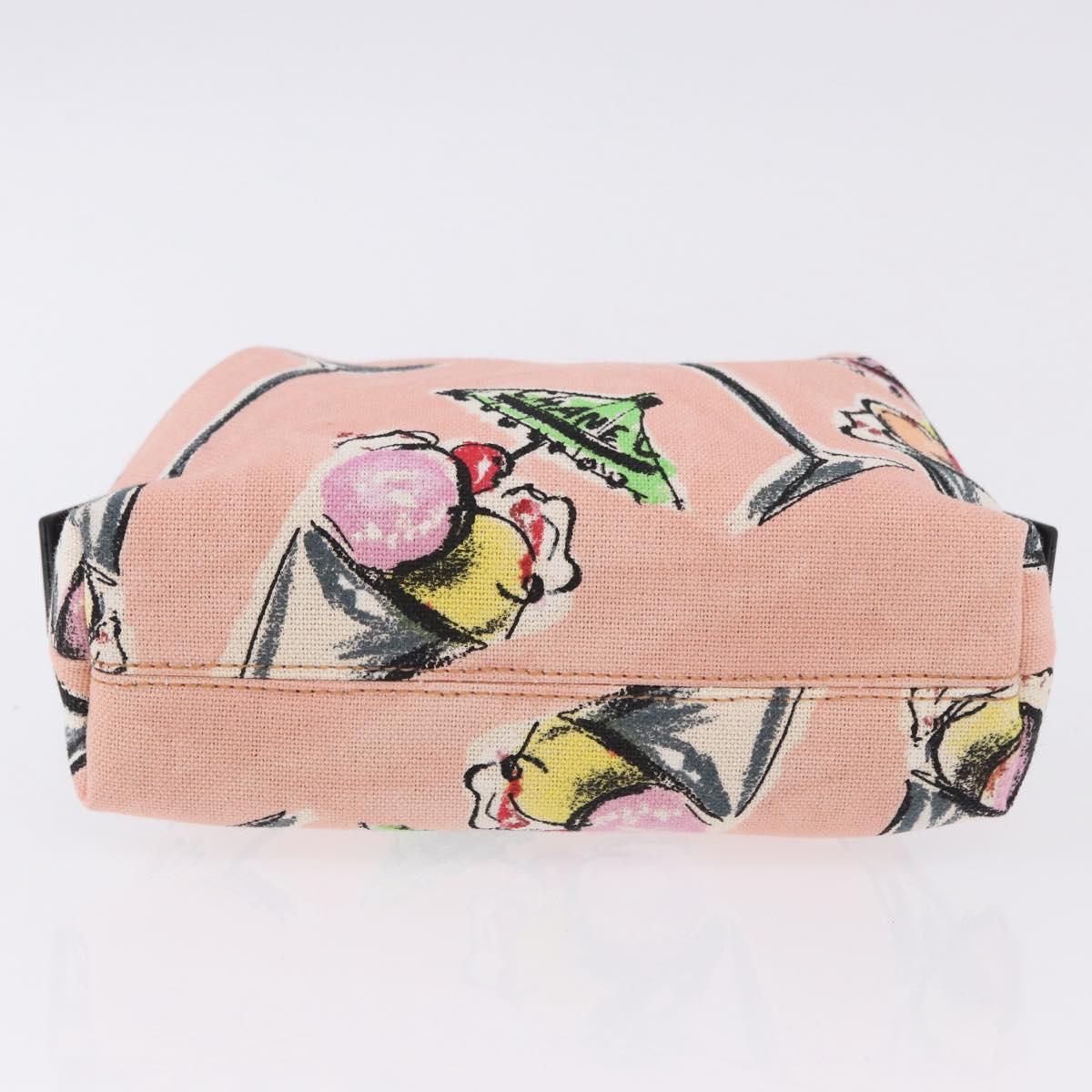 CHANEL Pouch Canvas Pink Gold CC Auth 192100A