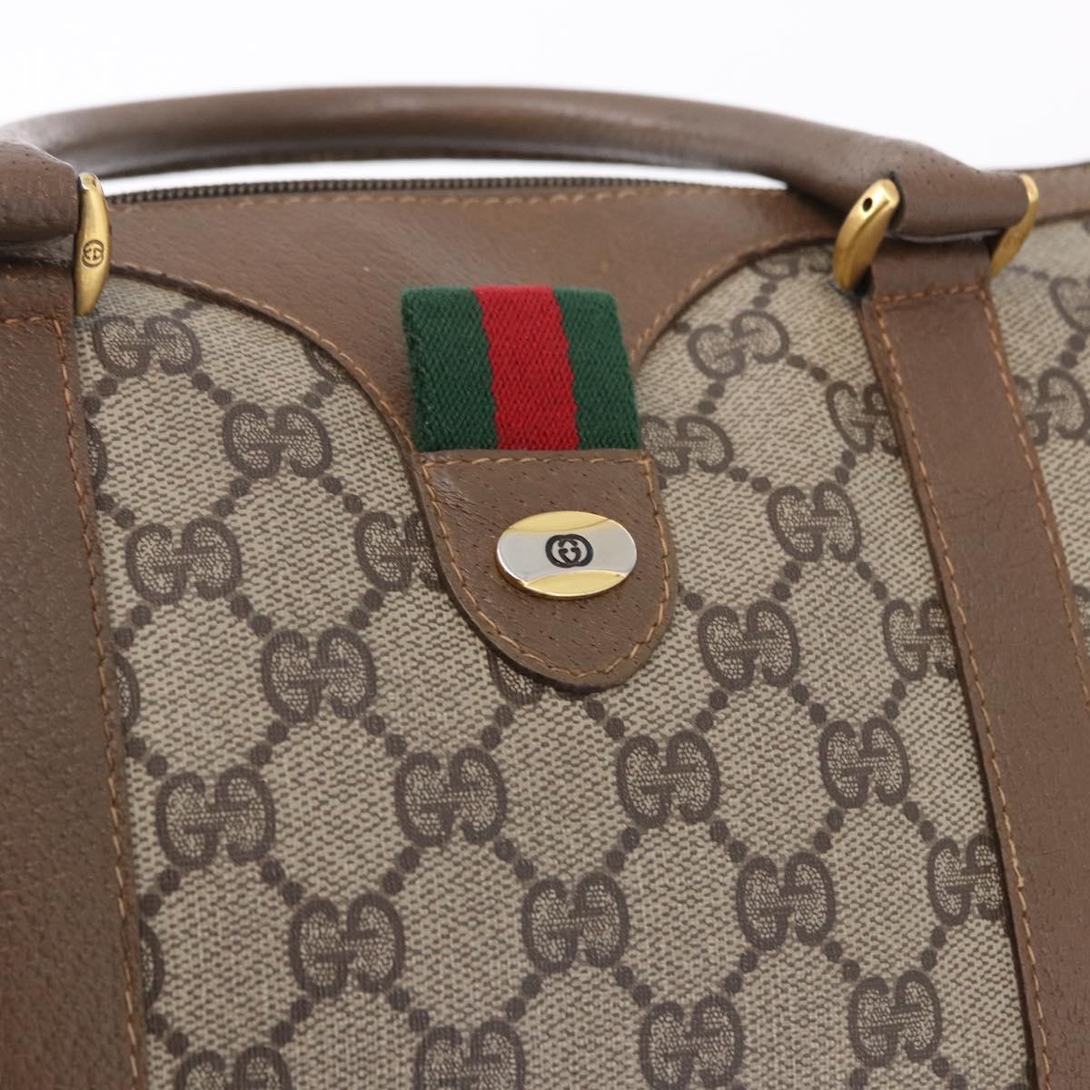 GUCCI GG Supreme Web Sherry Line Hand Bag PVC Beige Gold 69 02 007 Auth 192102