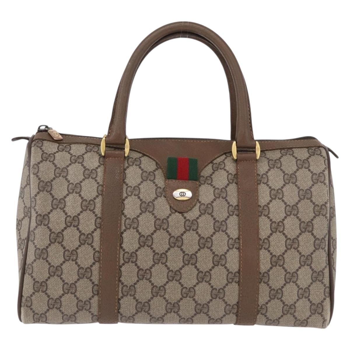 GUCCI GG Supreme Web Sherry Line Hand Bag PVC Beige Gold 69 02 007 Auth 192102