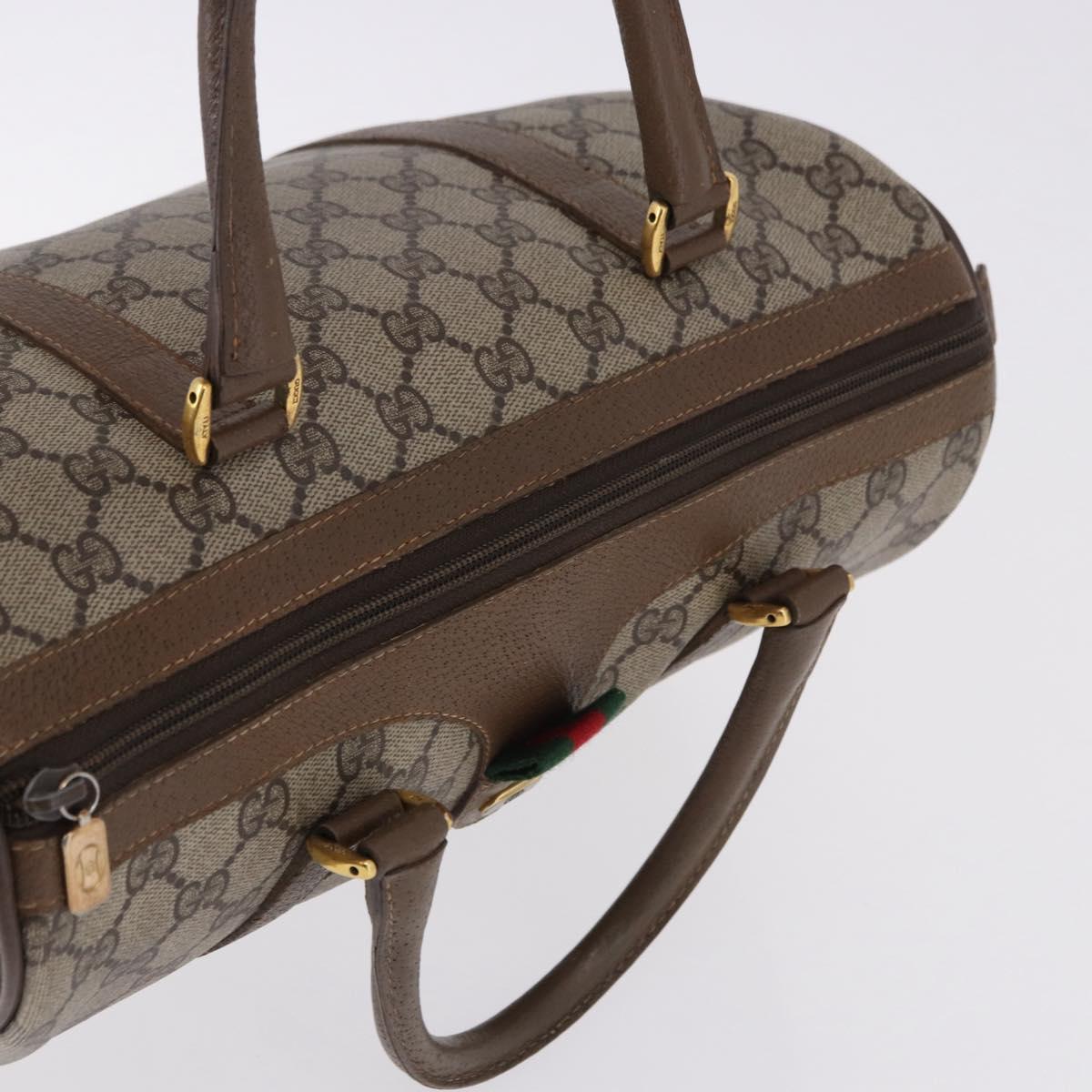GUCCI GG Supreme Web Sherry Line Hand Bag PVC Beige Gold 69 02 007 Auth 192102