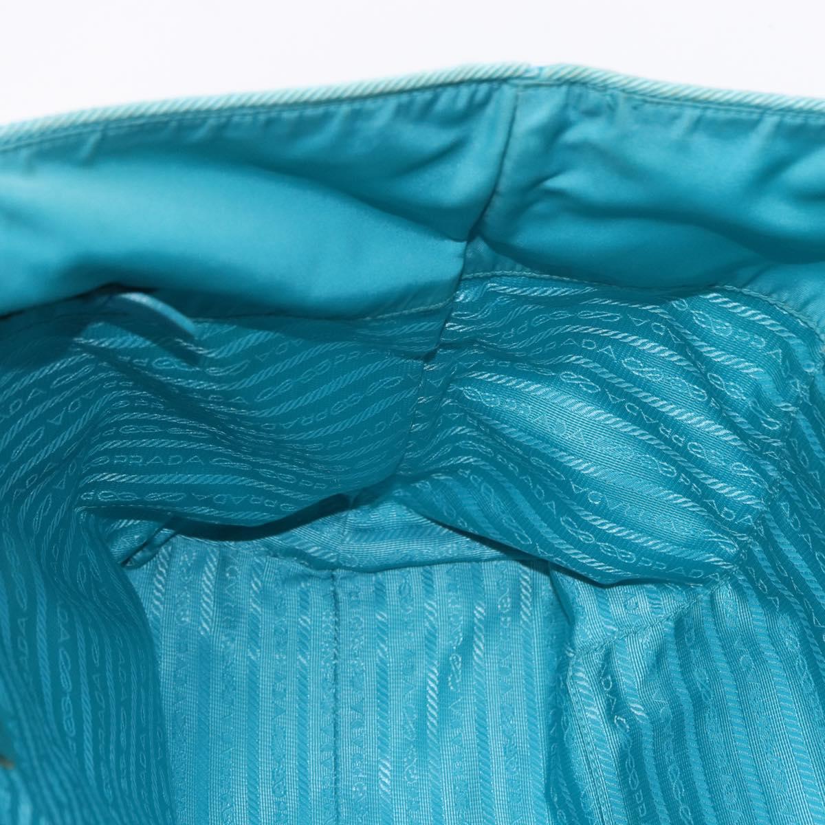 PRADA Tote Bag Nylon Turquoise Blue Gold Auth 192104A