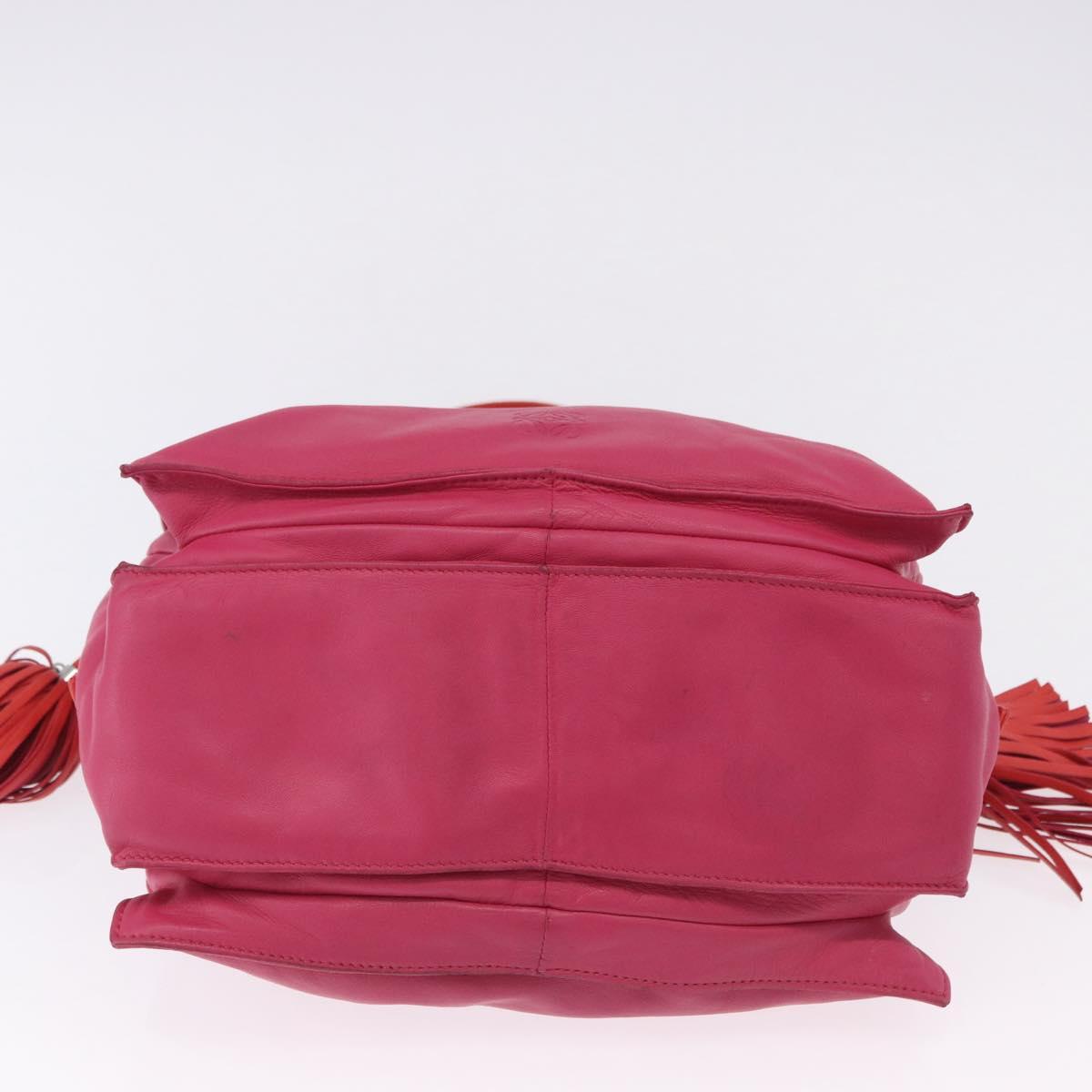LOEWE Flamenco Shoulder Bag Leather Pink Silver Auth 192107A