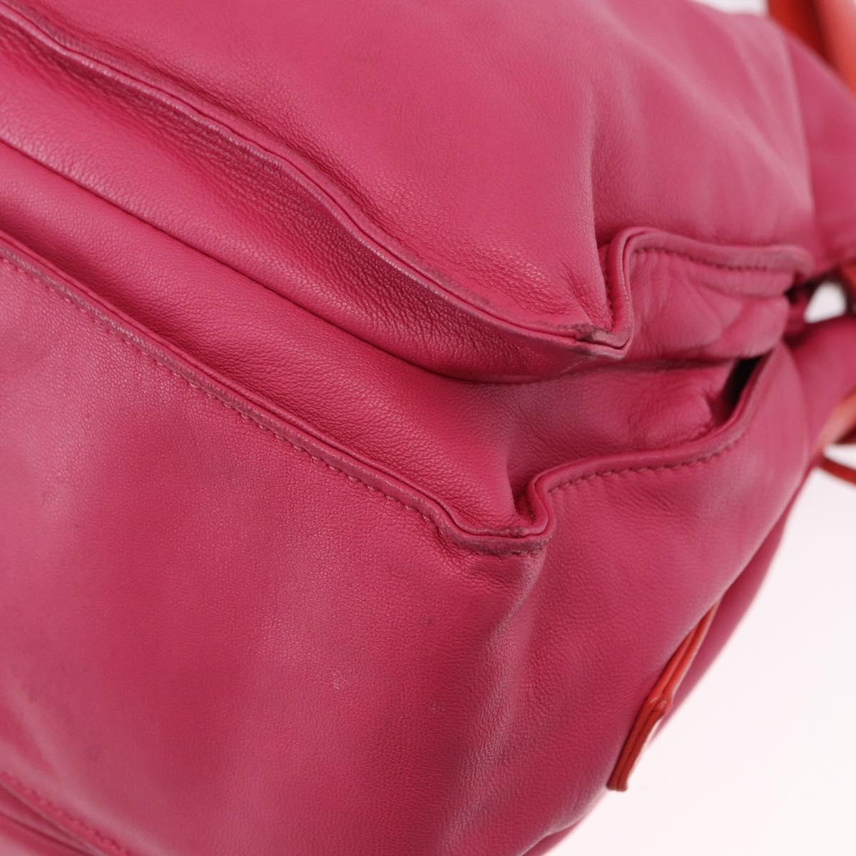 LOEWE Flamenco Shoulder Bag Leather Pink Silver Auth 192107A