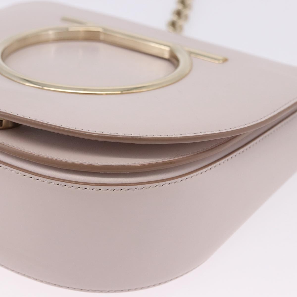 Salvatore Ferragamo Gancini Chain Shoulder Bag Leather Pink Gold Auth 192109V