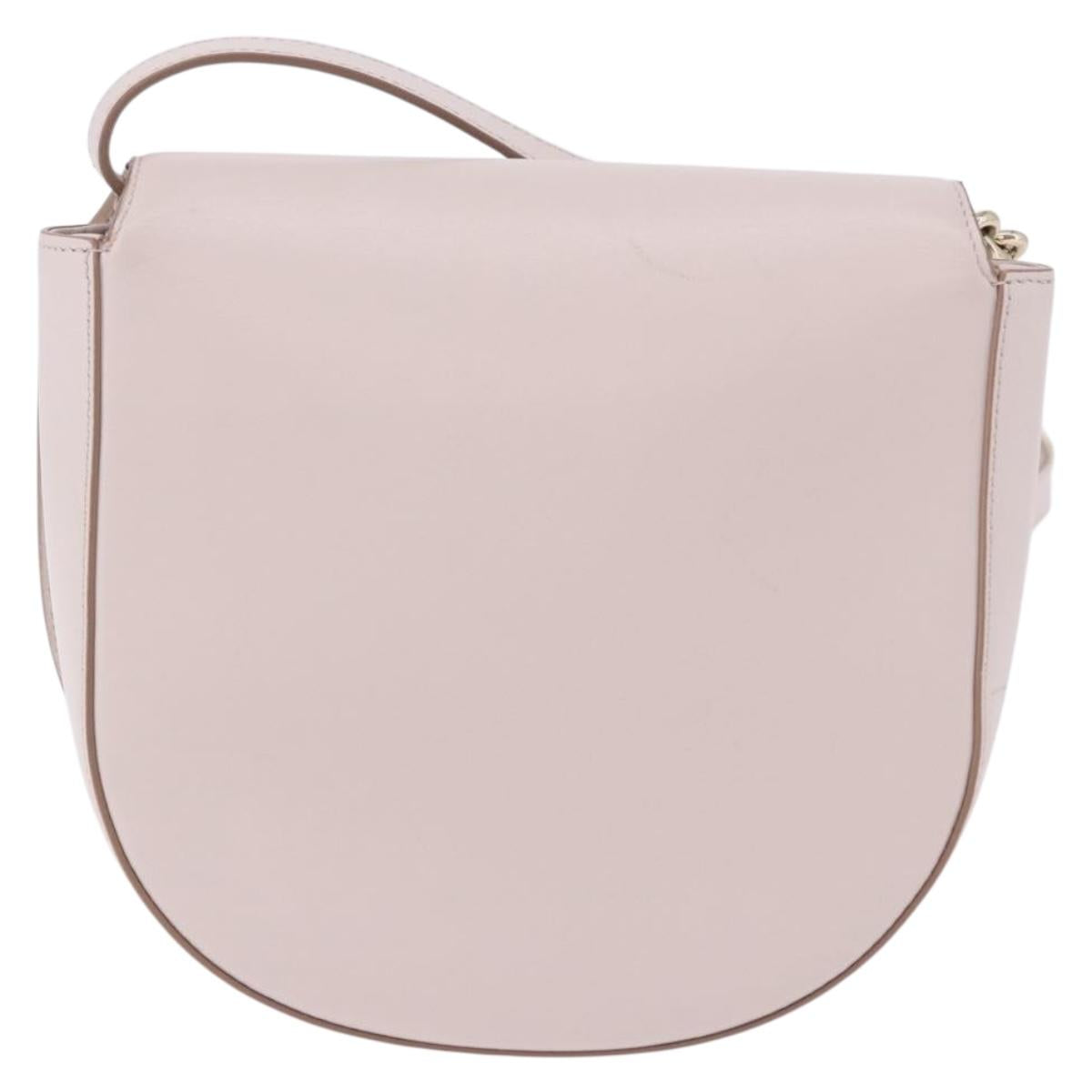 Salvatore Ferragamo Gancini Chain Shoulder Bag Leather Pink Gold Auth 192109V
