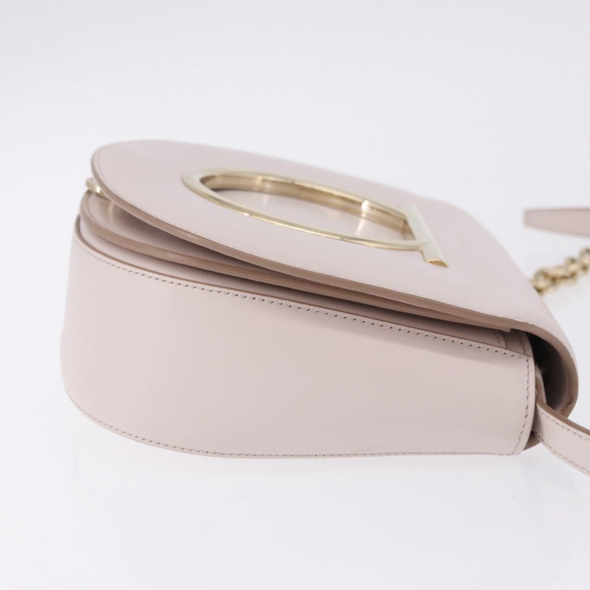 Salvatore Ferragamo Gancini Chain Shoulder Bag Leather Pink Gold Auth 192109V