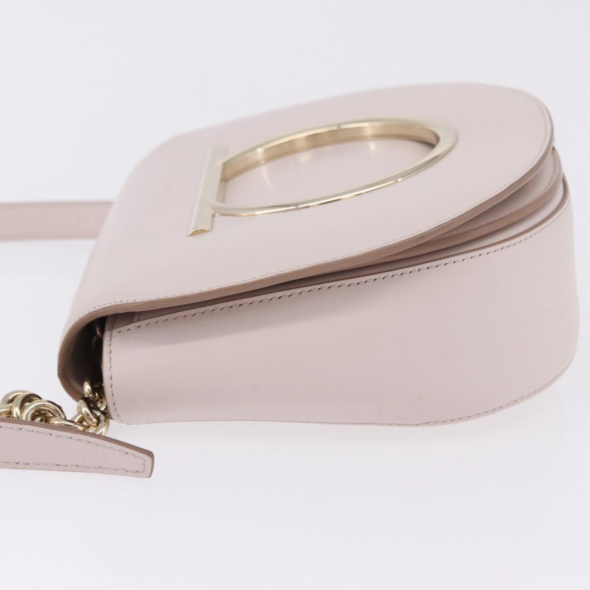 Salvatore Ferragamo Gancini Chain Shoulder Bag Leather Pink Gold Auth 192109V