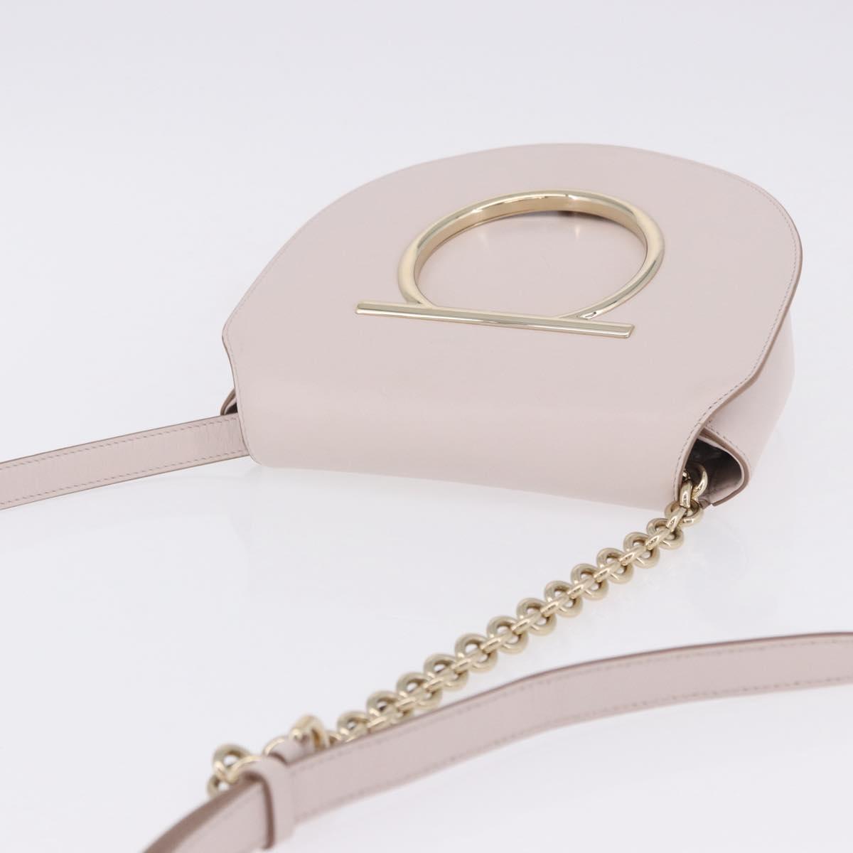 Salvatore Ferragamo Gancini Chain Shoulder Bag Leather Pink Gold Auth 192109V