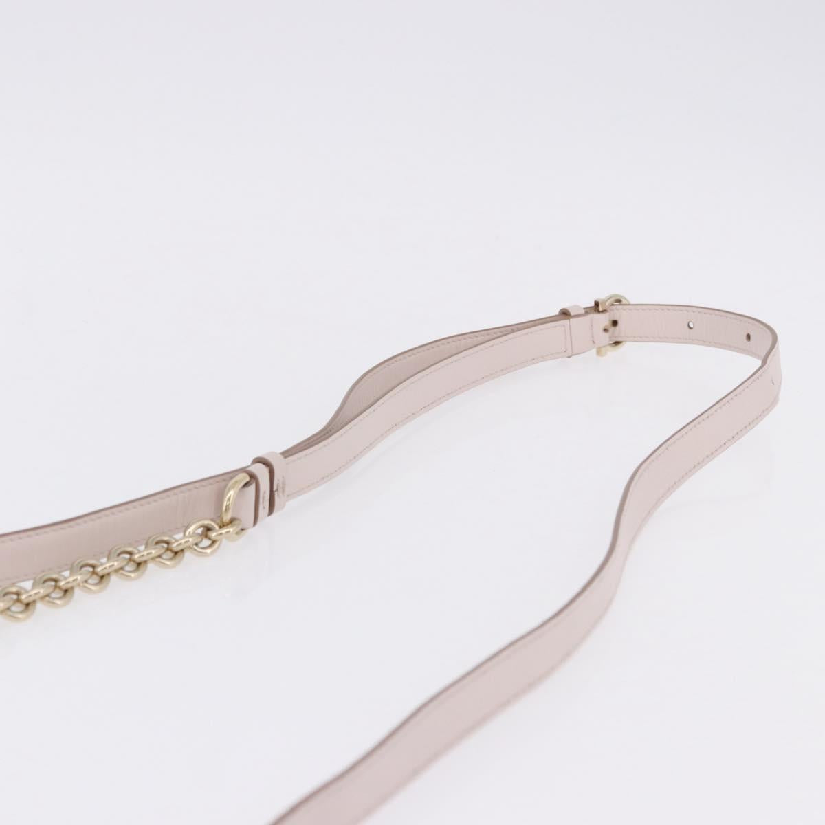 Salvatore Ferragamo Gancini Chain Shoulder Bag Leather Pink Gold Auth 192109V