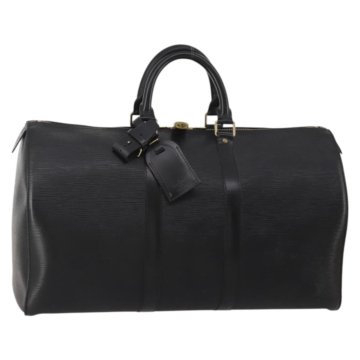 LOUIS VUITTON Epi Keepall 45 Boston Bag Black M42972 LV Auth 192112V
