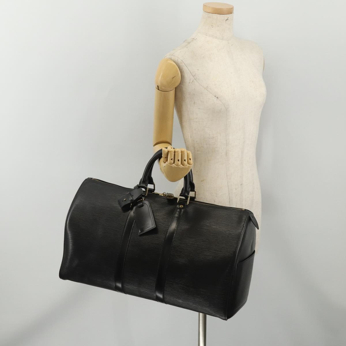 LOUIS VUITTON Epi Keepall 45 Boston Bag Black M42972 LV Auth 192112V