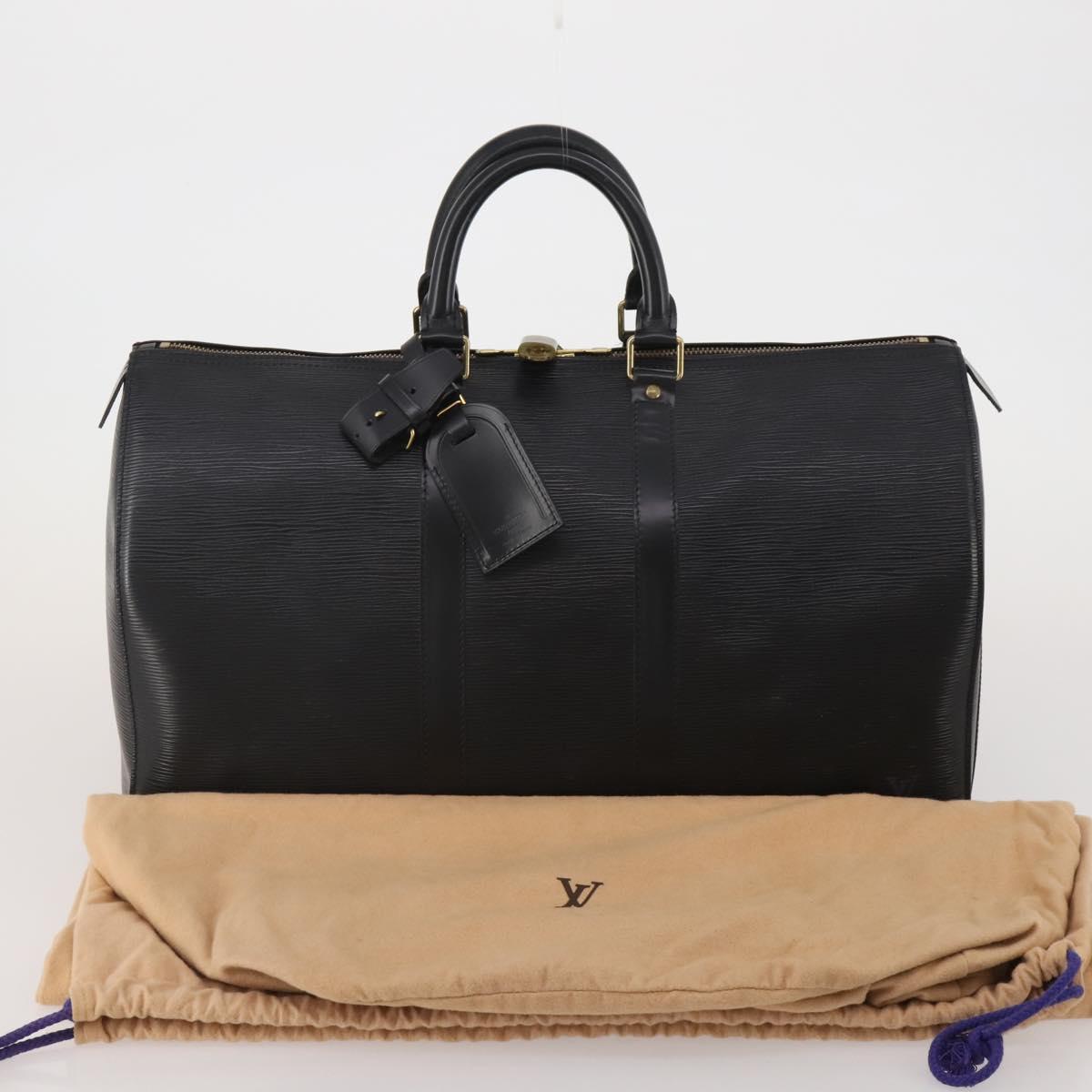 LOUIS VUITTON Epi Keepall 45 Boston Bag Black M42972 LV Auth 192112V