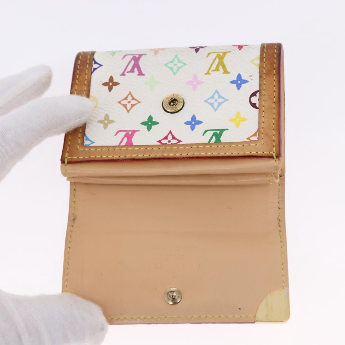 LOUIS VUITTON Multicolor Porte Monnaie Pla Coin Purse White M92657 Auth 192115A