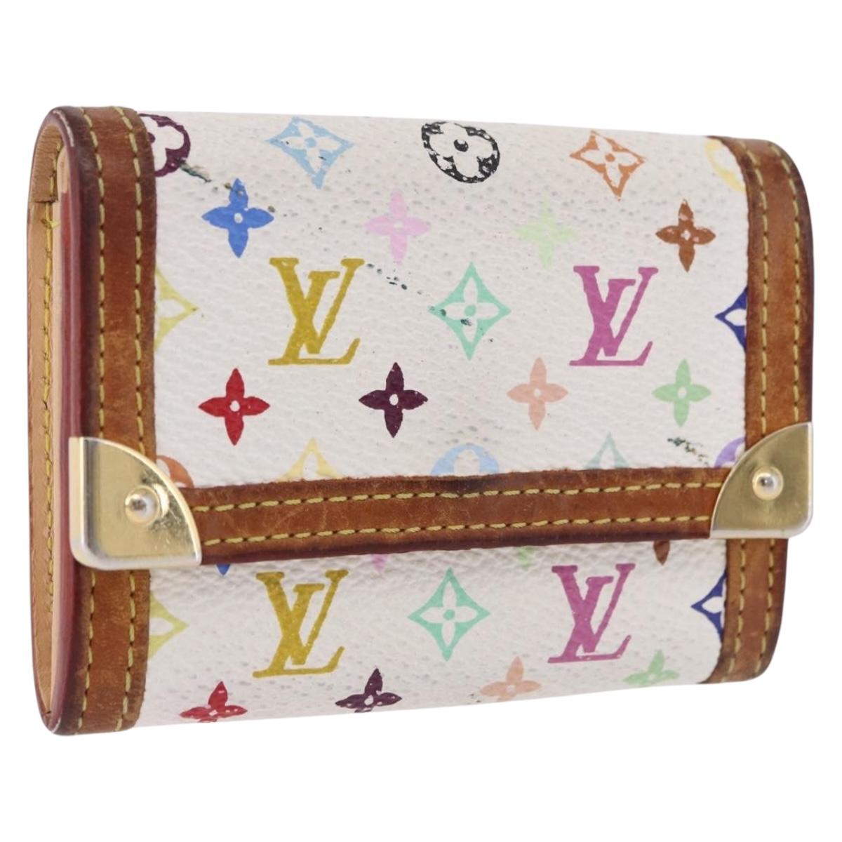 LOUIS VUITTON Multicolor Porte Monnaie Pla Coin Purse White M92657 Auth 192115A