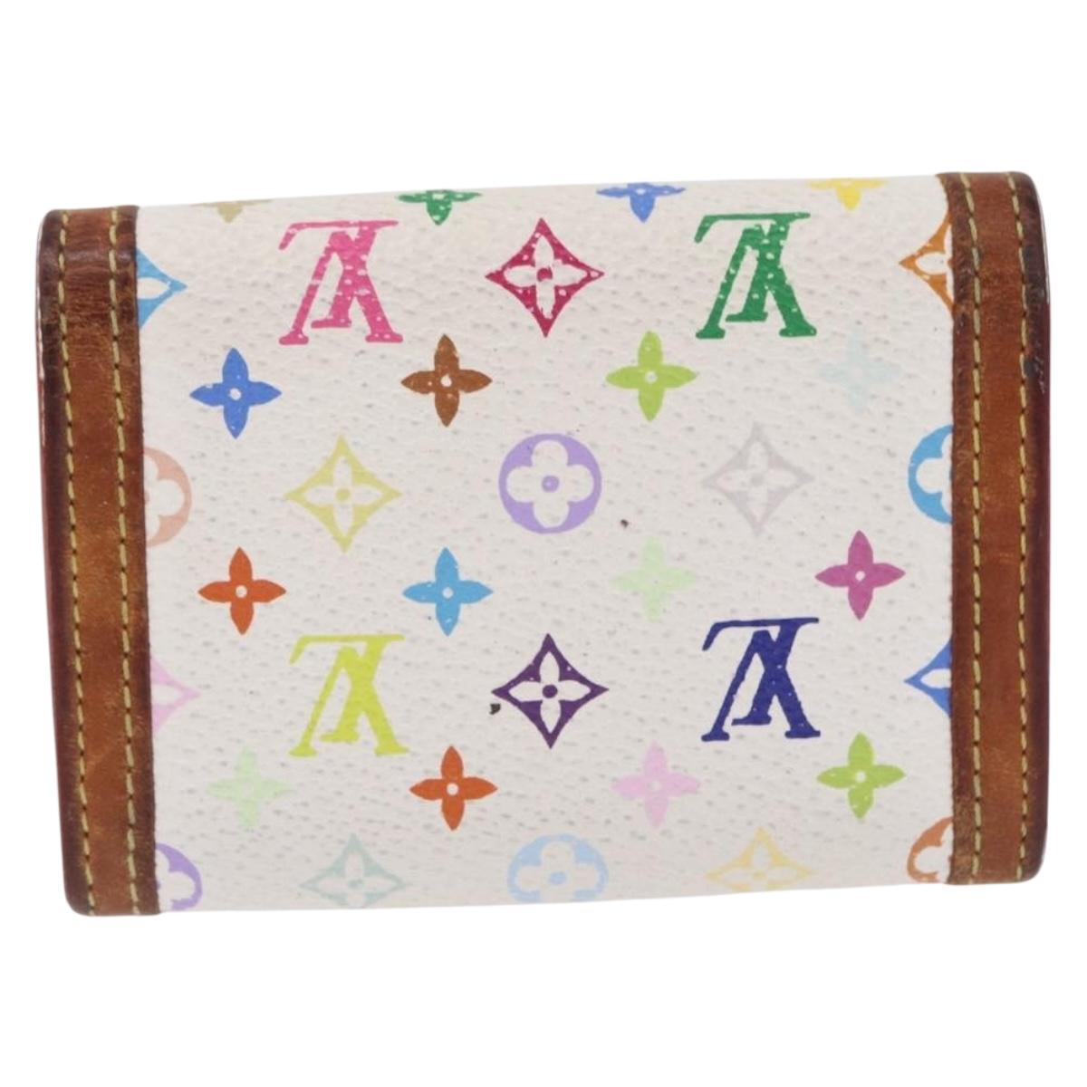 LOUIS VUITTON Multicolor Porte Monnaie Pla Coin Purse White M92657 Auth 192115A