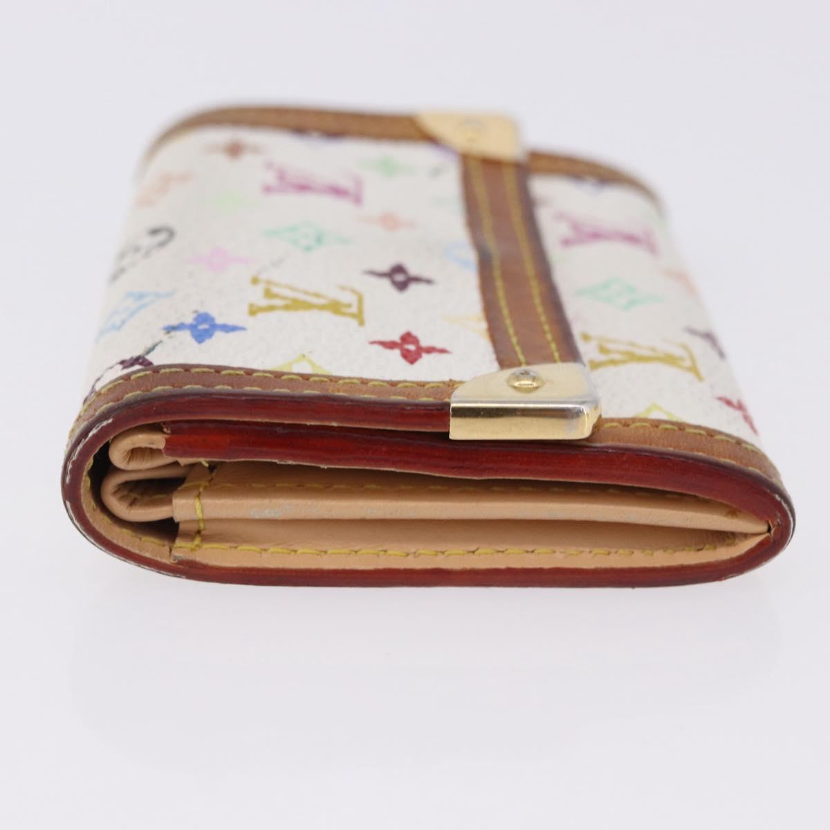 LOUIS VUITTON Multicolor Porte Monnaie Pla Coin Purse White M92657 Auth 192115A