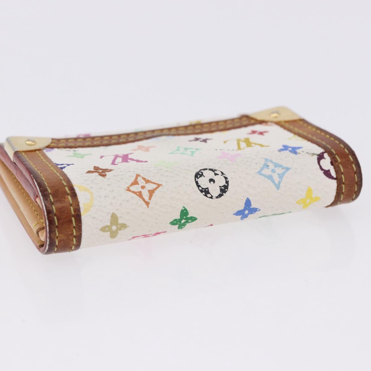 LOUIS VUITTON Multicolor Porte Monnaie Pla Coin Purse White M92657 Auth 192115A