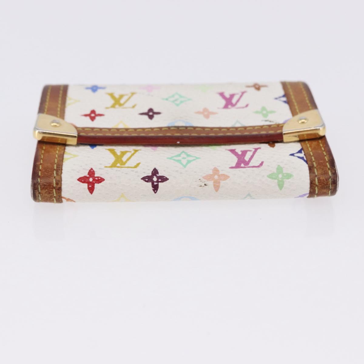 LOUIS VUITTON Multicolor Porte Monnaie Pla Coin Purse White M92657 Auth 192115A