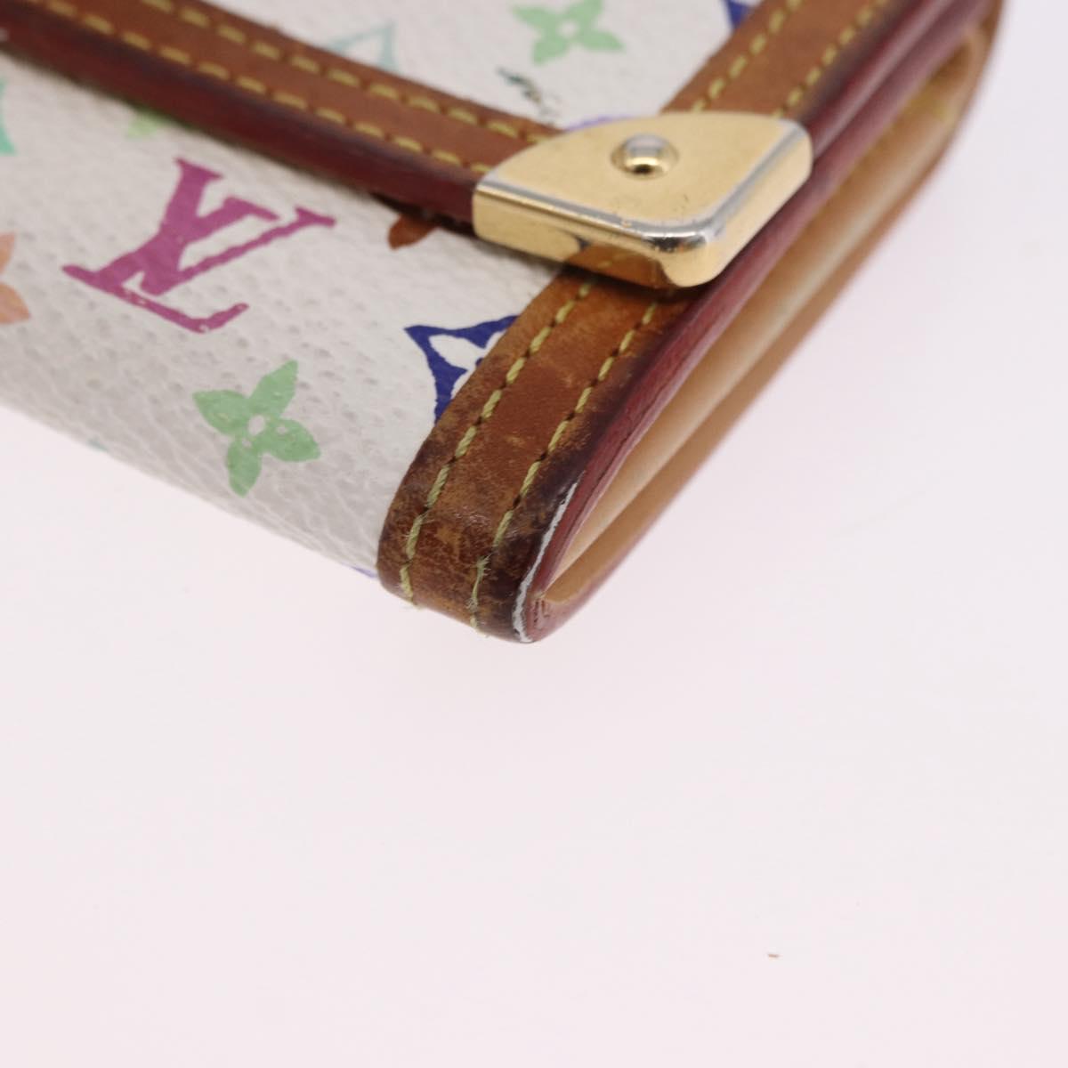 LOUIS VUITTON Multicolor Porte Monnaie Pla Coin Purse White M92657 Auth 192115A