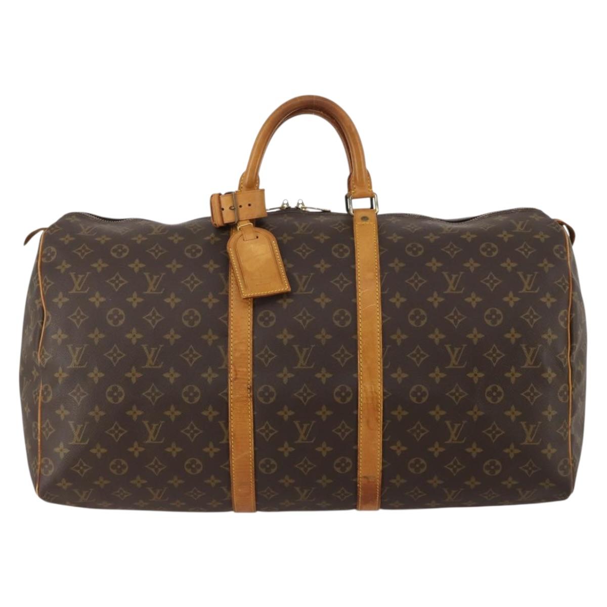 LOUIS VUITTON Monogram Keepall 55 Boston Bag M41424 LV Auth 192119