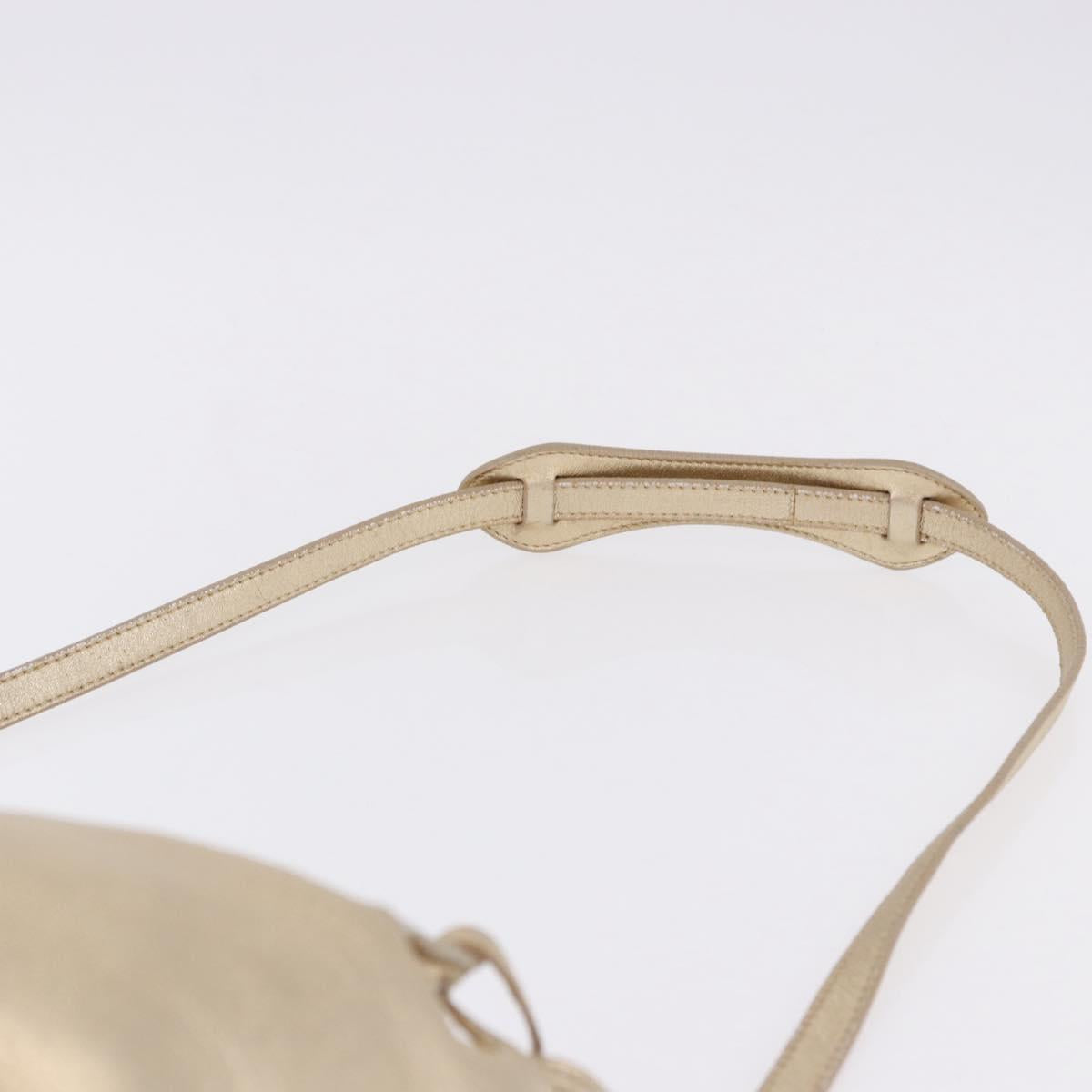 PRADA Hand Bag Leather 2way Silver Gold Auth 192120A