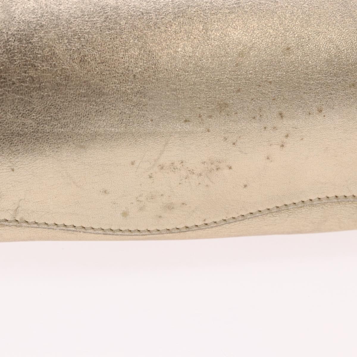 PRADA Hand Bag Leather 2way Silver Gold Auth 192120A