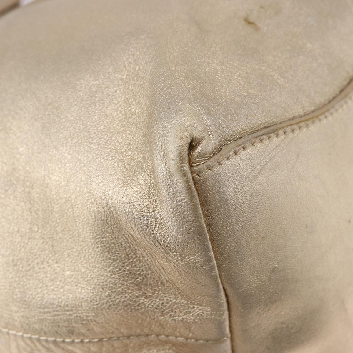 PRADA Hand Bag Leather 2way Silver Gold Auth 192120A