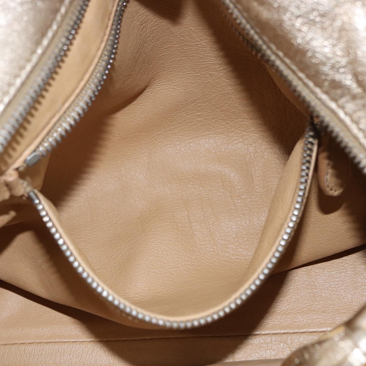 PRADA Hand Bag Leather 2way Silver Gold Auth 192120A
