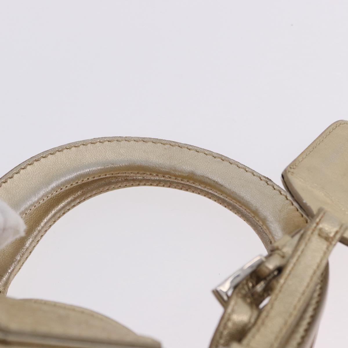 PRADA Hand Bag Leather 2way Silver Gold Auth 192120A