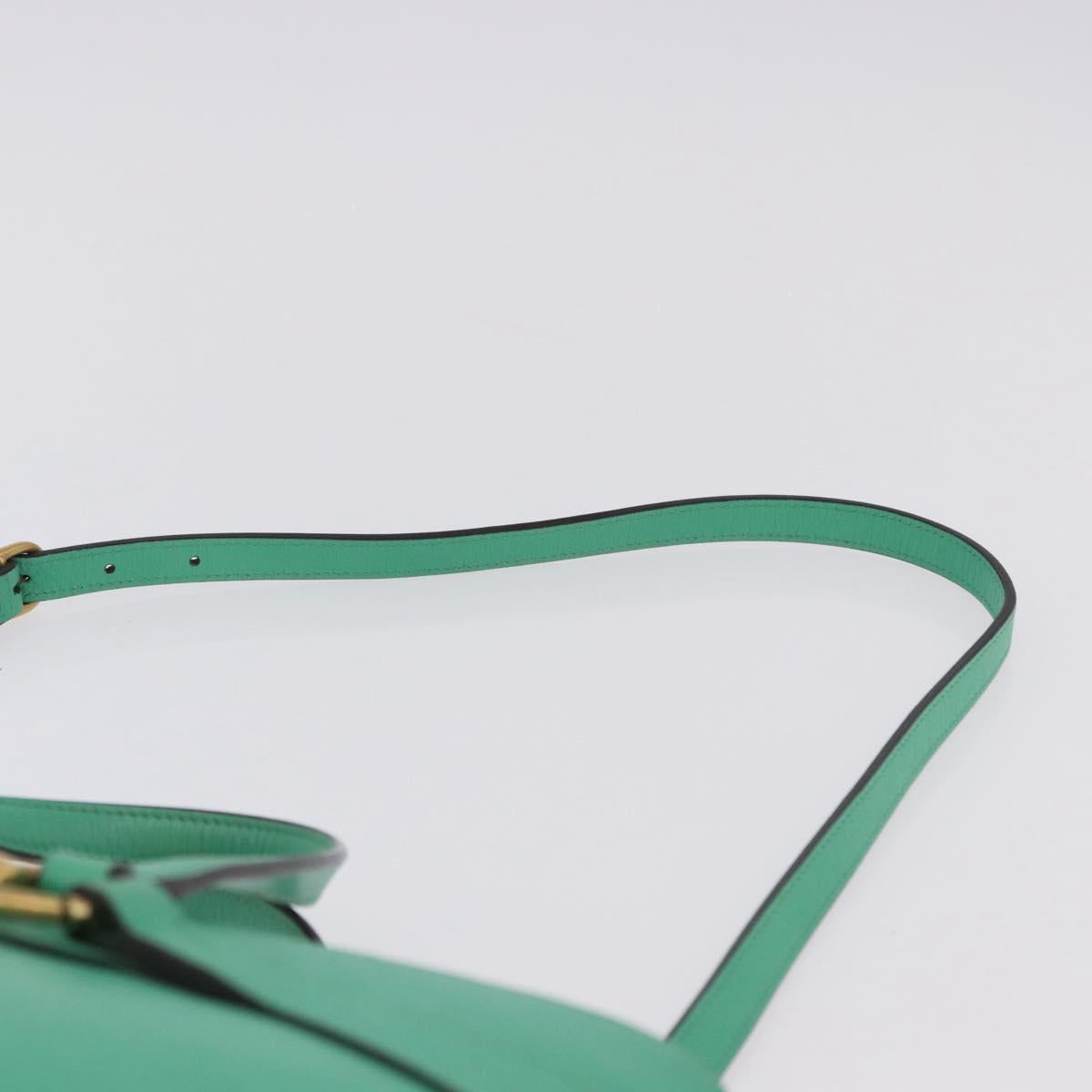 GUCCI Hand Bag Leather 2way Green Gold 319795 Auth 192124V