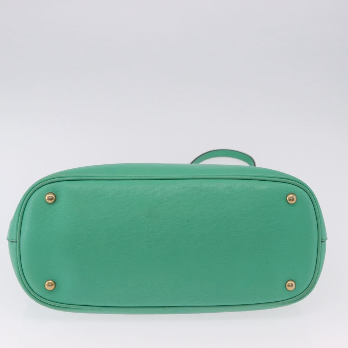 GUCCI Hand Bag Leather 2way Green Gold 319795 Auth 192124V