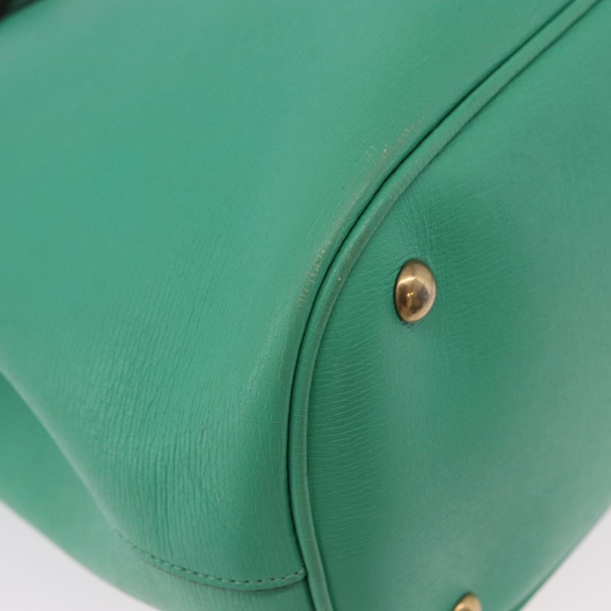 GUCCI Hand Bag Leather 2way Green Gold 319795 Auth 192124V