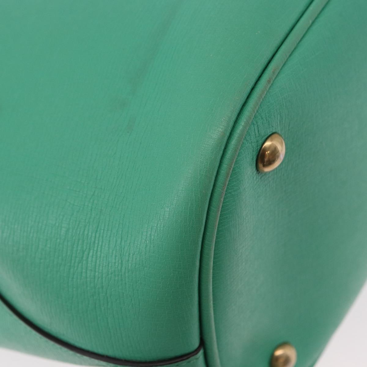 GUCCI Hand Bag Leather 2way Green Gold 319795 Auth 192124V