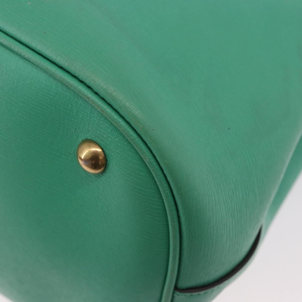 GUCCI Hand Bag Leather 2way Green Gold 319795 Auth 192124V