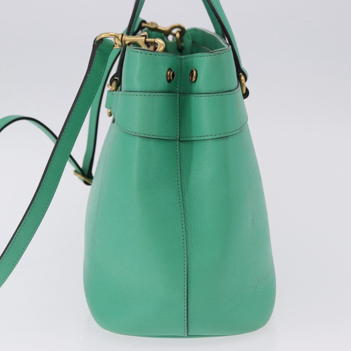 GUCCI Hand Bag Leather 2way Green Gold 319795 Auth 192124V