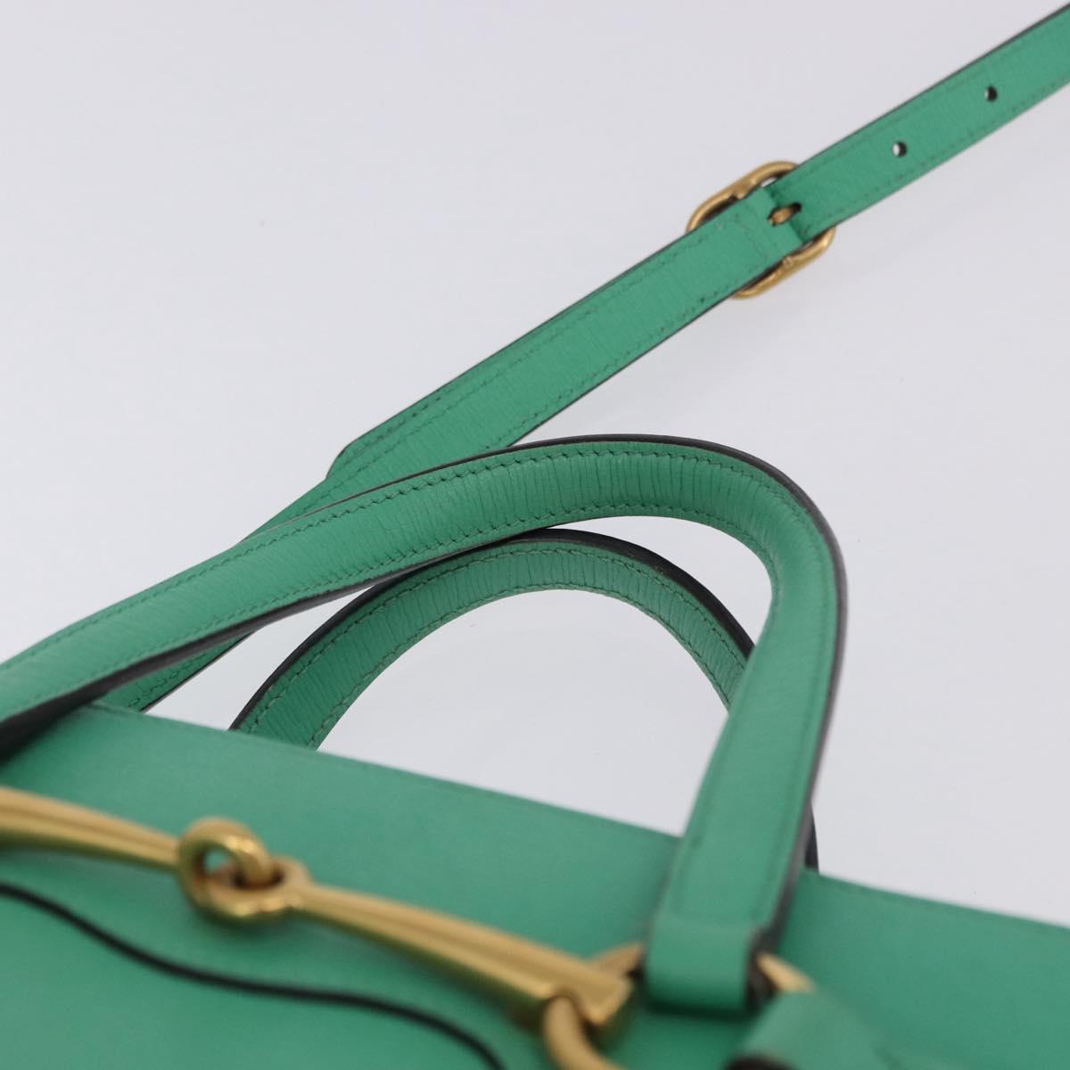 GUCCI Hand Bag Leather 2way Green Gold 319795 Auth 192124V