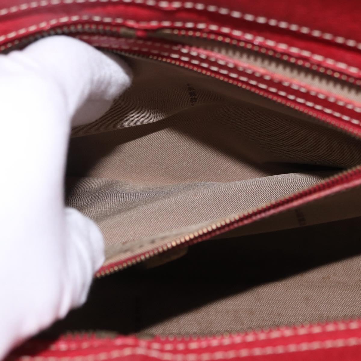 FENDI Zucchino Canvas Hand Bag Red Gold Auth 192125A