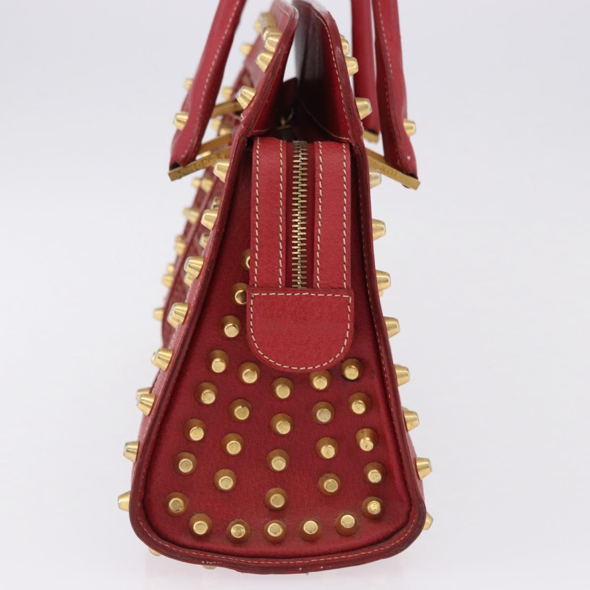 FENDI Zucchino Canvas Hand Bag Red Gold Auth 192125A