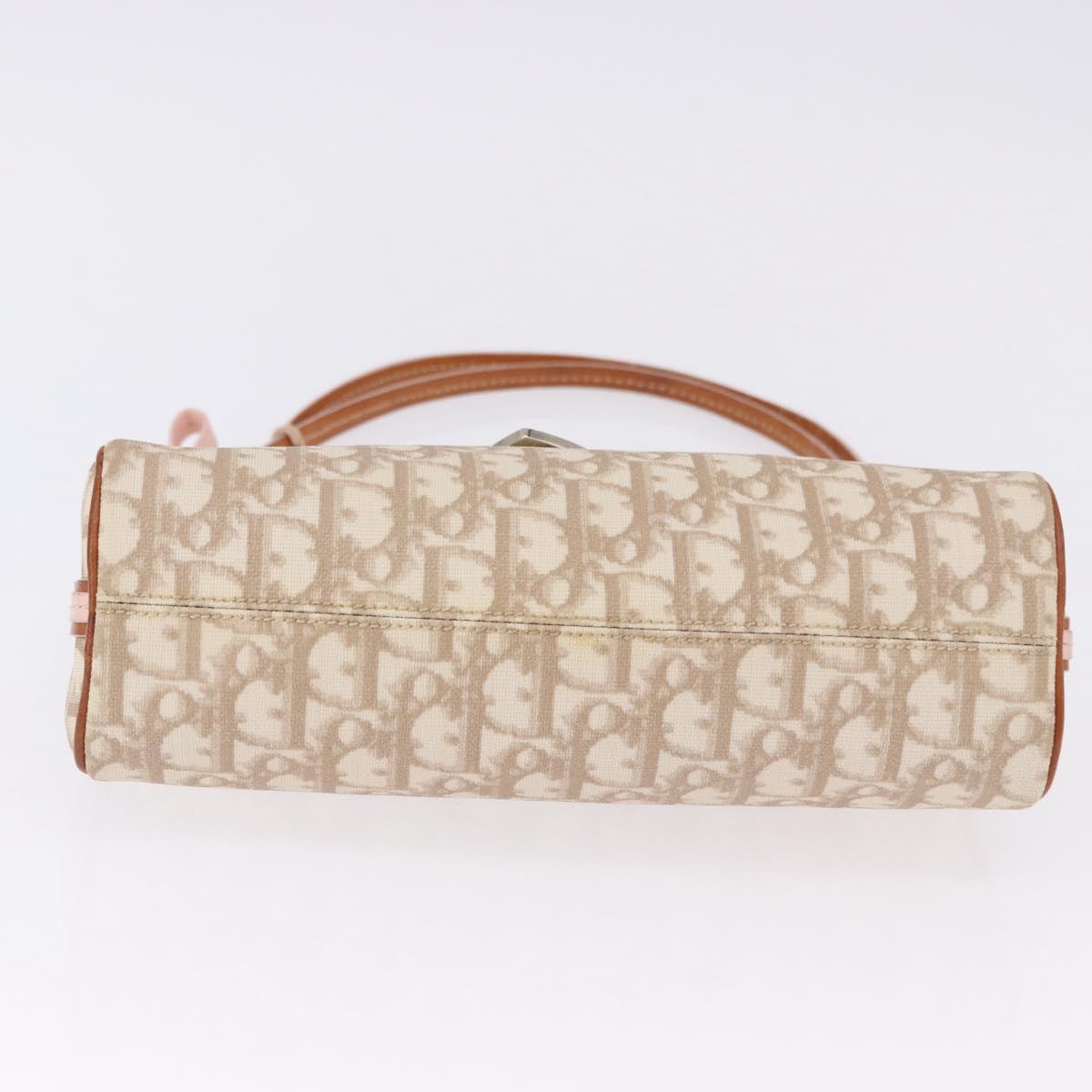 Christian Dior Trotter Canvas Chain Romantic Bag PVC Beige Silver Auth 192126V