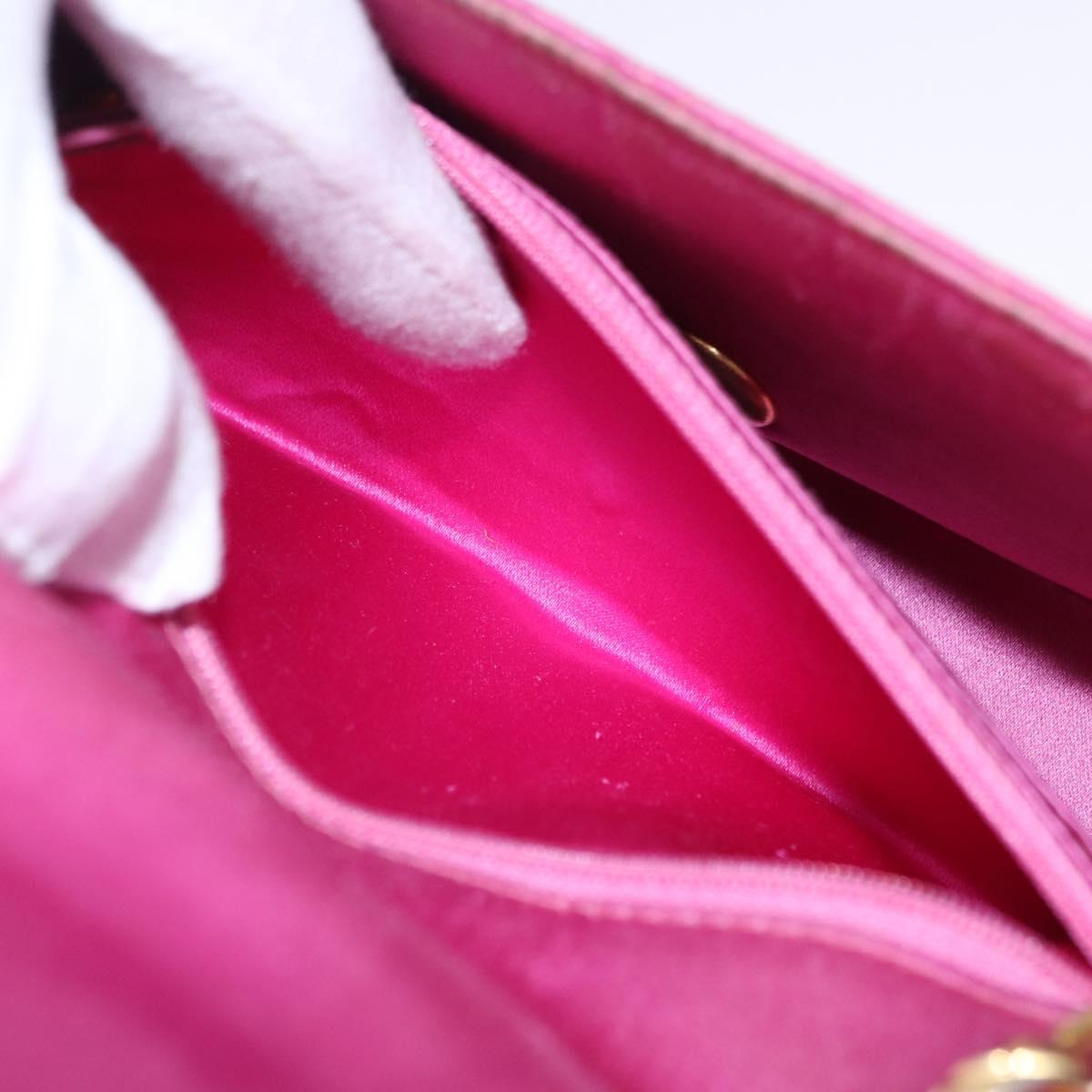 CHANEL Matelasse Chain Shoulder Bag Satin Pink Gold CC Auth 192128