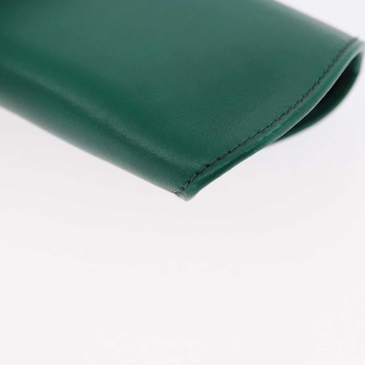CARTIER PANTHERE Coin Purse Leather Green Gold Auth 192131A
