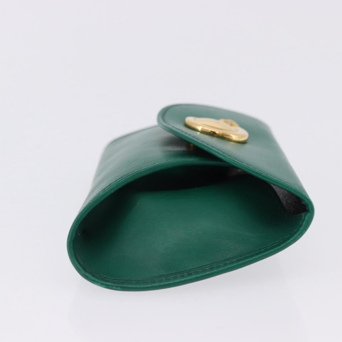 CARTIER PANTHERE Coin Purse Leather Green Gold Auth 192131A