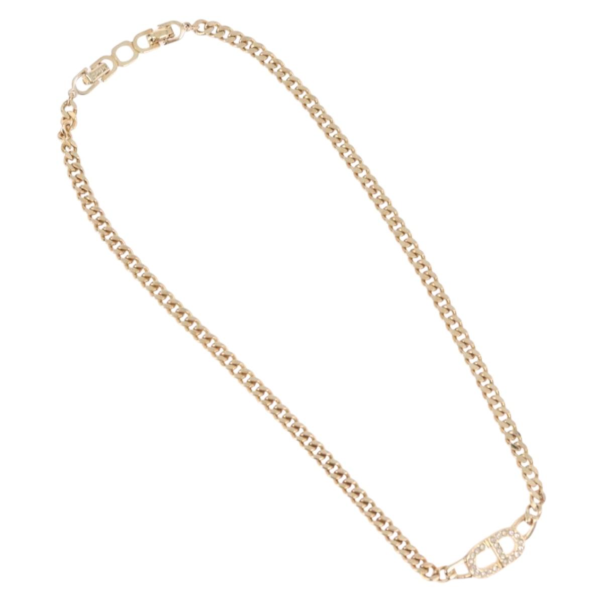 Christian Dior Choker Necklace metal Gold Tone Auth 192151M