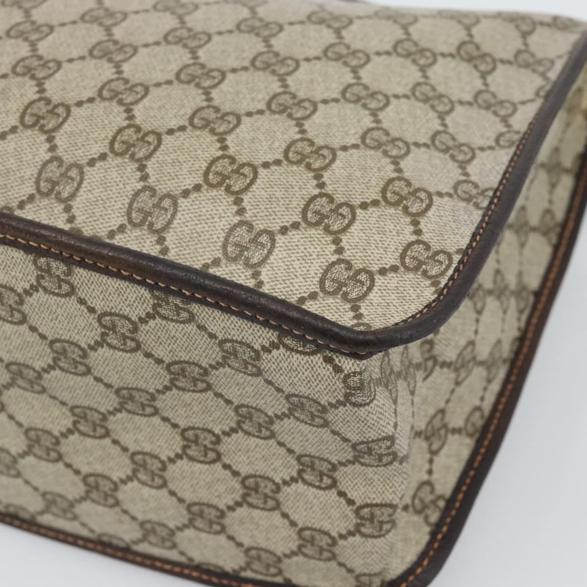 GUCCI GG Supreme Web Sherry Line Shoulder Bag PVC Beige Gold Auth 192186A