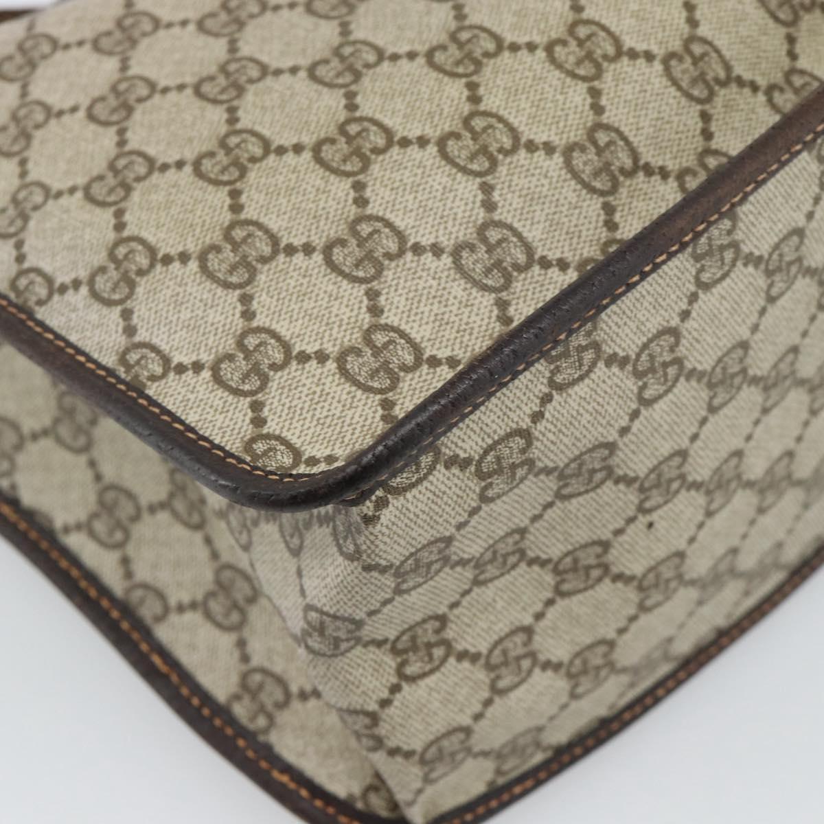 GUCCI GG Supreme Web Sherry Line Shoulder Bag PVC Beige Gold Auth 192186A