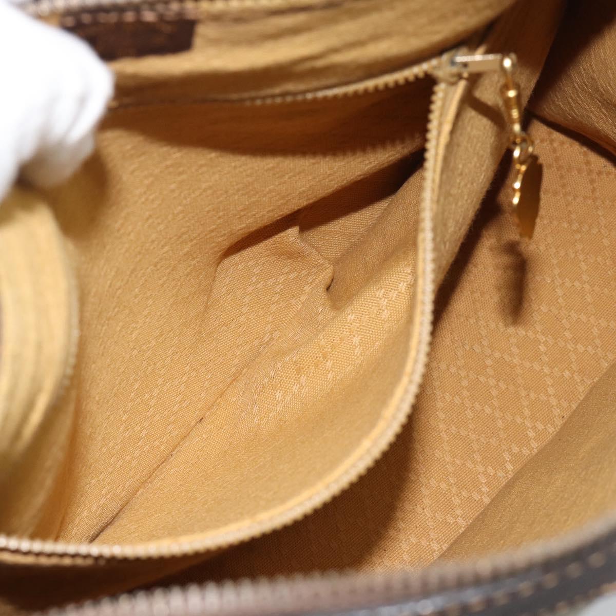 GUCCI GG Supreme Web Sherry Line Shoulder Bag PVC Beige Gold Auth 192186A
