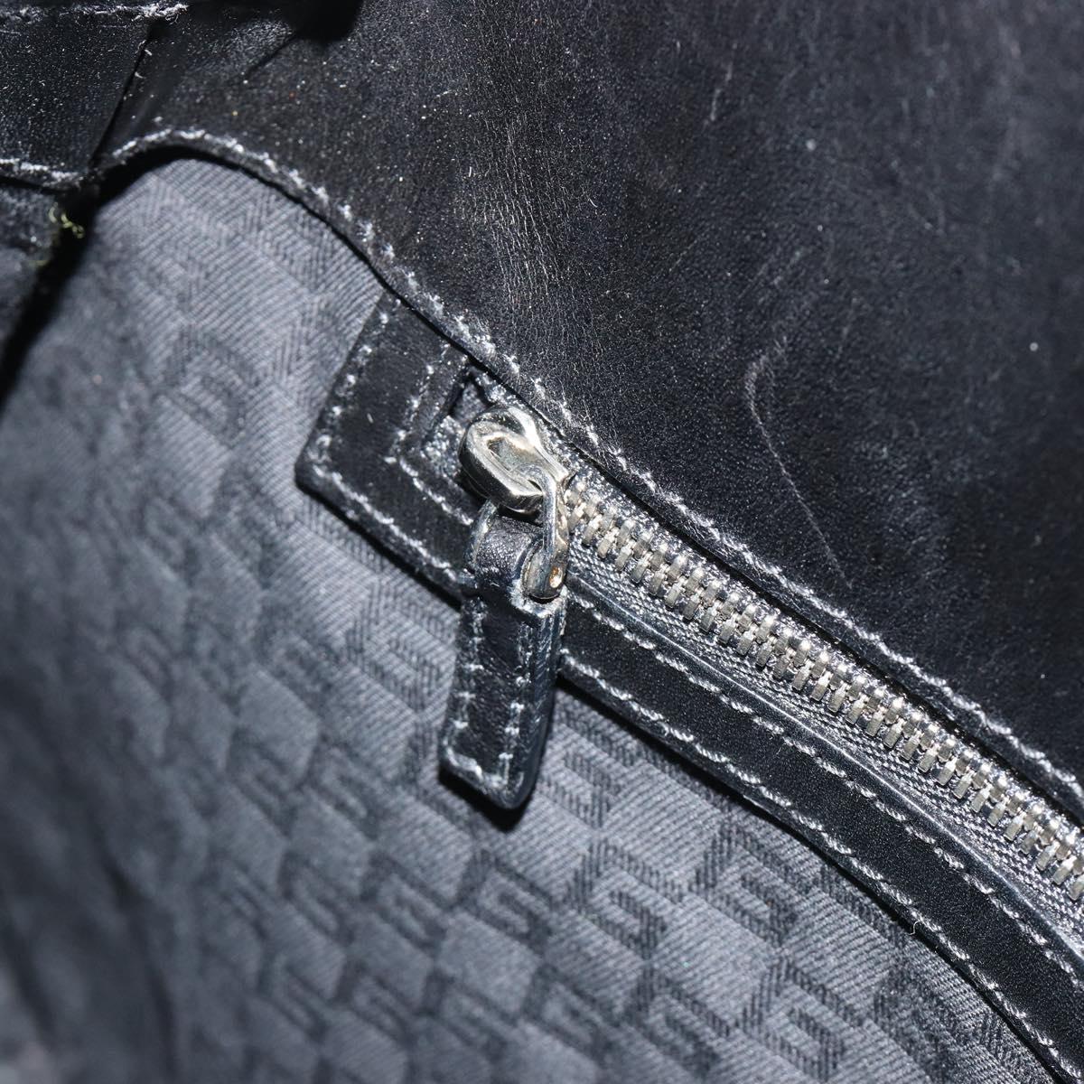 GUCCI Interlocking G Hand Bag Canvas Black Silver 114875 Auth 192188V